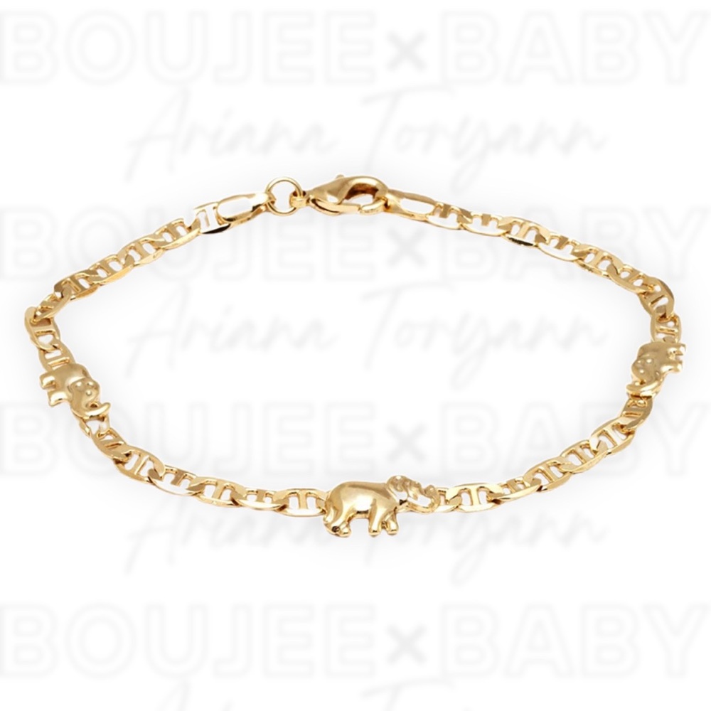 18K Gold Plated Flat Elephant Anklet For Women